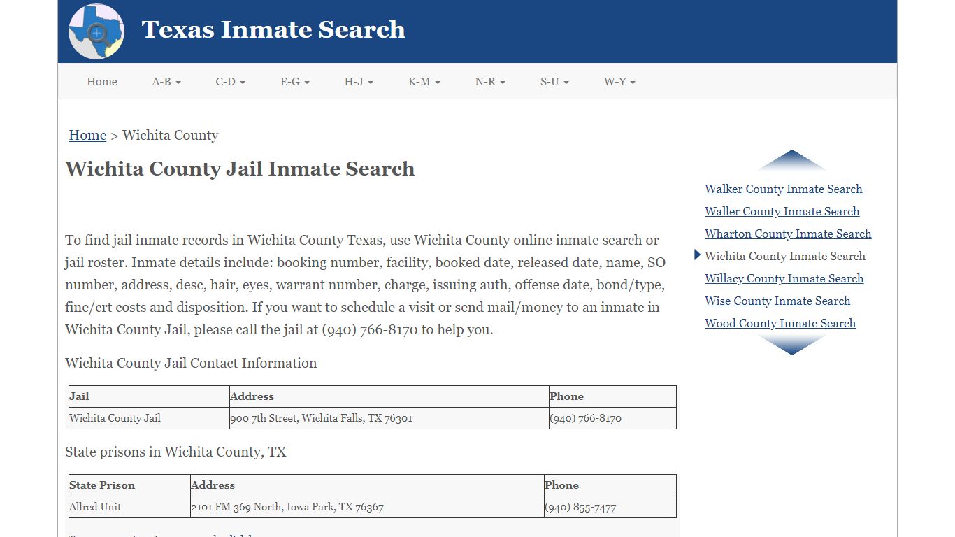 Wichita County Jail Inmate Search